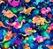 Oasis Fabrics Baby Dinos Dino Silhouettes Dark Blue Cotton Fabric by the Yard